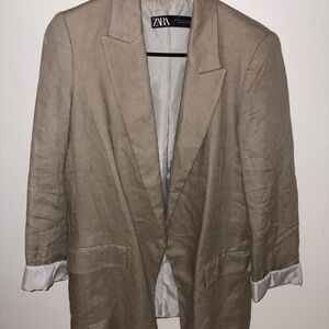 Zara Beige Linen Blazer
